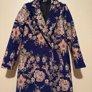 Anthropologie Navy Floral Blazer
